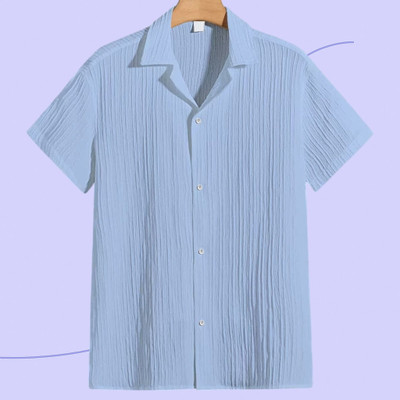 nitafashion Men Self Design Casual Light Blue Shirt