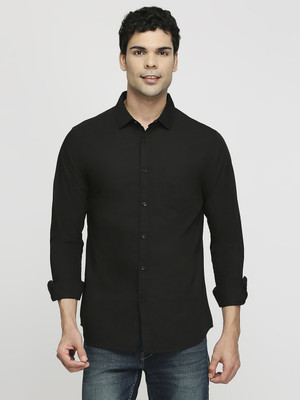 NADASM Men Solid Casual Black Shirt