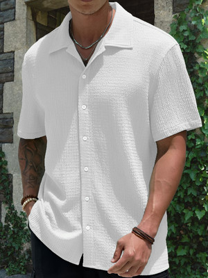 METRONAUT Men Self Design Casual White Shirt