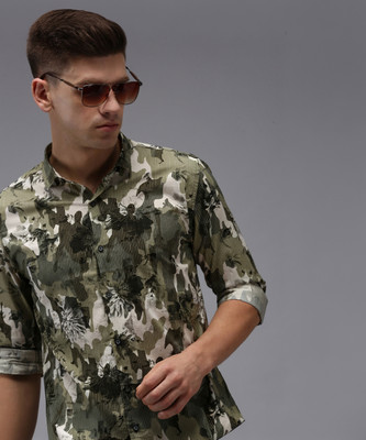 SHOWOFFFF Men Printed Casual Green Shirt