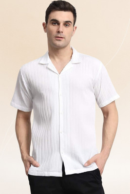 A Dearise Trend Men Self Design Casual White Shirt