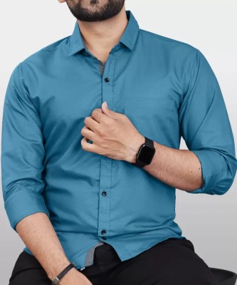 Tanip Men Solid Casual Blue Shirt