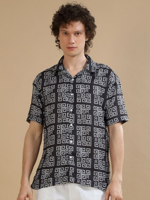 Bushirt Men Printed Casual Black Shirt