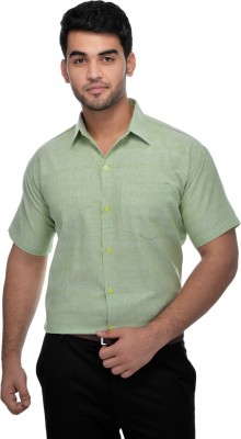 DESHBANDHU KHADI Men Solid Formal Green Shirt