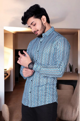 gurukrupa creation Men Printed Casual Blue Shirt