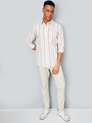 MAX Men Printed Casual Pink Shirt