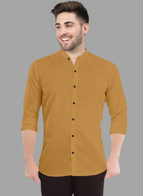 VTEXX Men Solid Casual Yellow Shirt