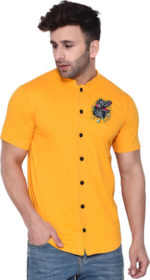 tfurnish Men Printed Casual Yellow Shirt
