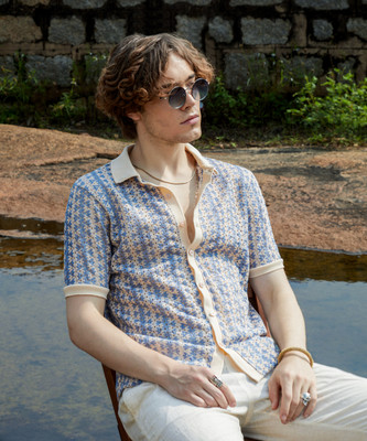 CAMPUS SUTRA Men Printed Casual Blue Shirt