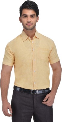KLOSET BY RIAG Men Solid Formal Yellow Shirt