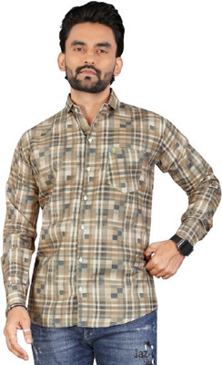ISUEL FAB Men Checkered Formal Brown Shirt