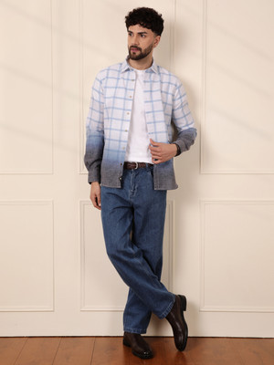 WROGN Men Printed Casual Blue, White Shirt