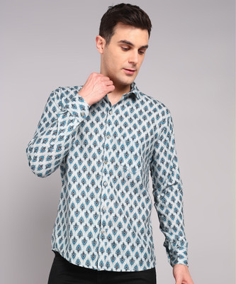 Vellical Men Printed Casual Cream Shirt