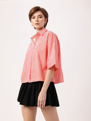 Dressberry Women Striped Casual Red Shirt