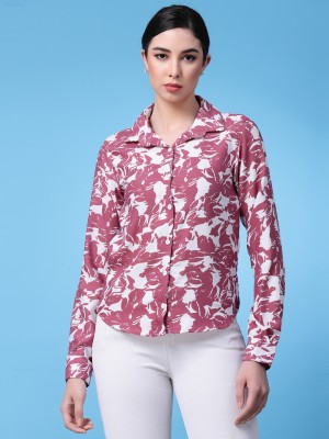 Oomph! Women Printed Formal Pink, White Shirt