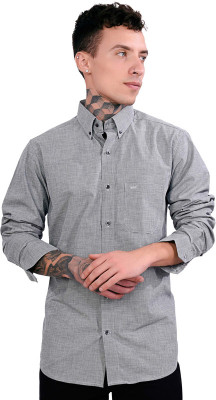 french crown Men Self Design Casual Grey Shirt
