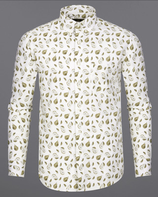 HOC Men Printed Casual White Shirt