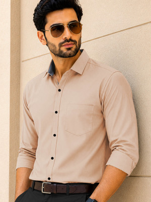 VeBNoR Men Solid Casual Beige Shirt