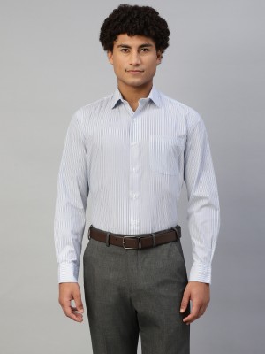 Don Vino Men Striped Formal White, Blue, Light Blue Shirt