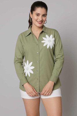Jileba International Women Embroidered Casual Yellow Shirt