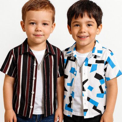 SVHFashion Boys Self Design Casual Multicolor Shirt(Pack of 2)