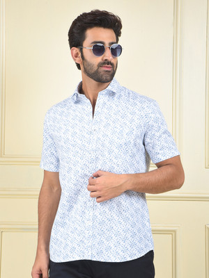 CRIMSOUNE CLUB Men Floral Print Casual Blue Shirt