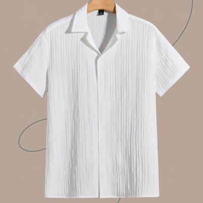 Look Trendy Men Self Design Casual White Shirt