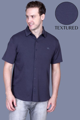 ParcelYard Men Self Design Casual Dark Blue Shirt