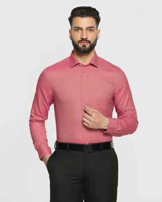 Binayak Men Solid Formal Pink Shirt