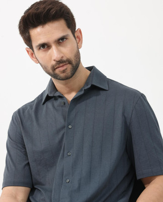 RARE RABBIT Men Solid Casual Light Blue Shirt