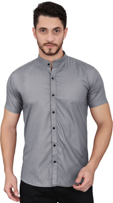 GAZZY CREATION Men Solid Casual Grey Shirt
