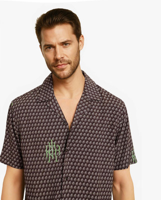 RARE RABBIT Men Printed Casual Brown Shirt