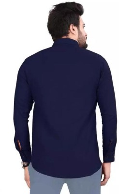 UNIFAV Men Solid Casual Dark Blue Shirt