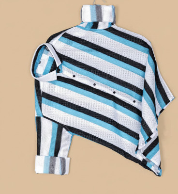 ABC Men Self Design Casual Blue Shirt