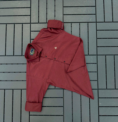 Angel western Men Solid Casual Red Shirt