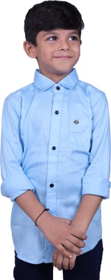 HouseOfCommon Boys Solid Casual Light Blue Shirt