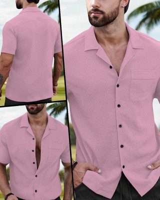 METRONAUT Men Solid Casual Pink Shirt