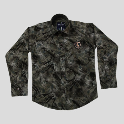 PA'GEANT Boys Printed Casual Green Shirt