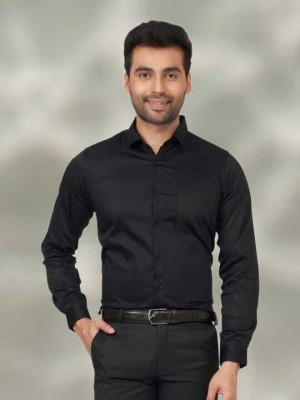 VARNI FASHION ZONE Men Solid Formal Black Shirt