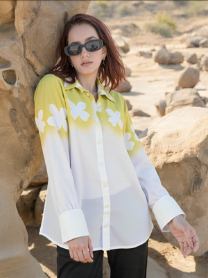 PP PRODUCTIONS Women Printed Casual Yellow, White Shirt