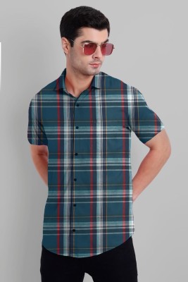 Garry Richards Men Checkered Casual Green Shirt