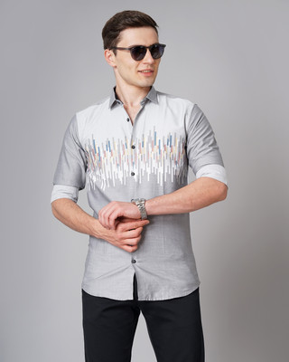 K-Lara Men Printed Casual Grey Shirt