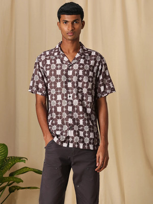 MUFTI Men Printed Casual Brown Shirt