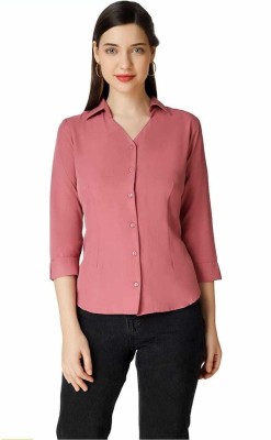 Maa Collection Women Solid Casual Pink Shirt