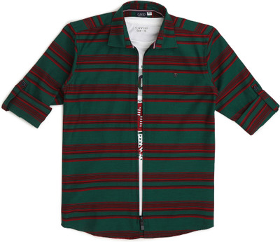 CAVIO Boys Striped Casual Green Shirt(Pack of 2)