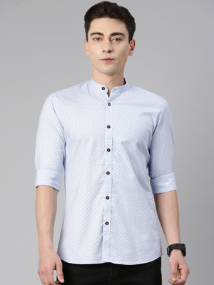5TH ANFOLD Men Printed Casual Light Blue Shirt