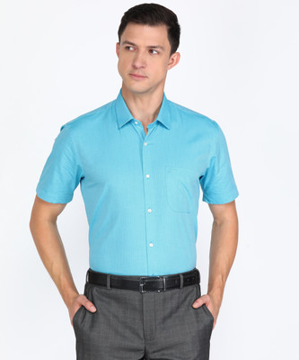 PETER ENGLAND Men Self Design Casual Light Blue Shirt