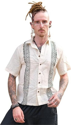 CRYSTALHEAL Men Printed Casual White Shirt