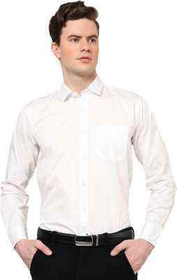 SensorC Men Solid Formal White Shirt