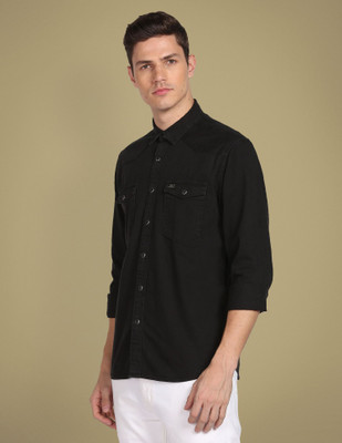 FLYING MACHINE Men Printed Casual Black Shirt